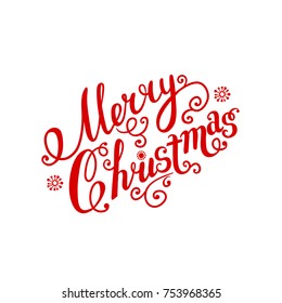 Merry Christmas vector text Calligraphic Lettering design card 