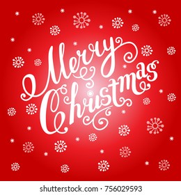 Merry Christmas vector text. Calligraphic.  Lettering design card