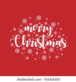 Merry Christmas vector text calligraphic lettering design card template. Creative typography for holiday greeting gift poster. Calligraphy font style banner.