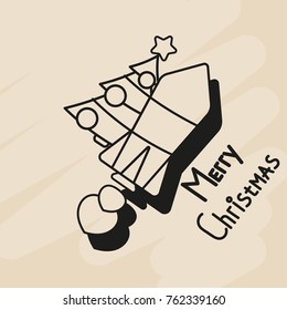 Merry Christmas vector text Calligraphic Lettering design card 