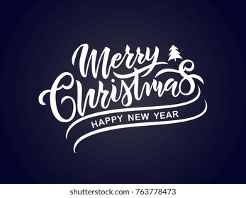 Merry Christmas vector text Calligraphic Lettering design card template. Calligraphic handmade lettering.