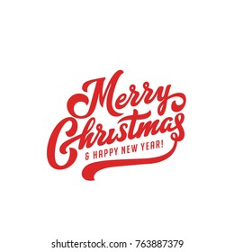 Merry Christmas vector text Calligraphic Lettering design card template.
Creative typography for Holiday Greeting Gift Poster. Calligraphy Font style Banner.