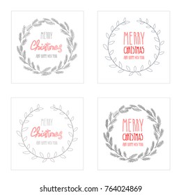 Merry Christmas vector text Calligraphic Lettering design card template set. Creative typography for Holiday Greeting Gift Poster. 