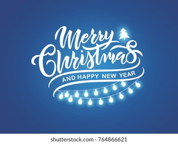 Merry Christmas vector text Calligraphic Lettering design card template. Calligraphic handmade lettering.