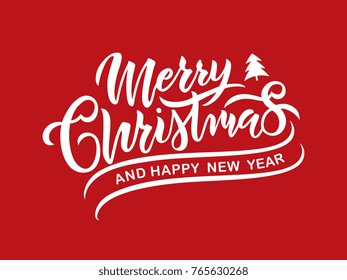 Merry Christmas vector text Calligraphic Lettering design card template. 