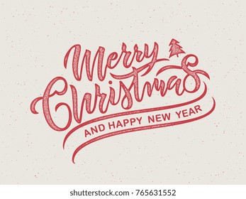 Merry Christmas vector text Calligraphic Lettering design card template. 