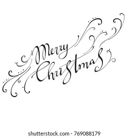 Merry Christmas vector text Calligraphic Lettering design card template. Creative typography for Holiday Greeting Gift Poster. Calligraphy Font style Banner