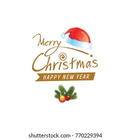 Merry Christmas vector text Calligraphic Lettering design card template. Creative typography for Holiday Greeting Gift Poster. Calligraphy Font style Banner