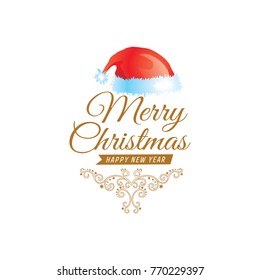 Merry Christmas vector text Calligraphic Lettering design card template. Creative typography for Holiday Greeting Gift Poster. Calligraphy Font style Banner