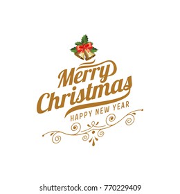 Merry Christmas vector text Calligraphic Lettering design card template. Creative typography for Holiday Greeting Gift Poster. Calligraphy Font style Banner