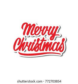 Merry Christmas vector text Calligraphic Lettering design card template. Creative typography