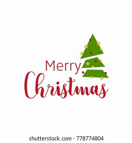 Merry Christmas vector text Calligraphic Lettering design card template. 