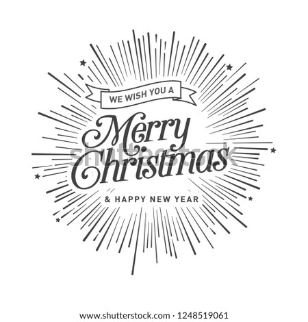 Merry Christmas vector text Calligraphic Lettering design card template. Creative typography for Holiday Greeting Gift Poster. Calligraphy Font style Banner.