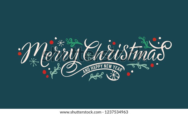 Merry Christmas vector text Calligraphic Lettering design card template. Calligraphic handmade lettering.