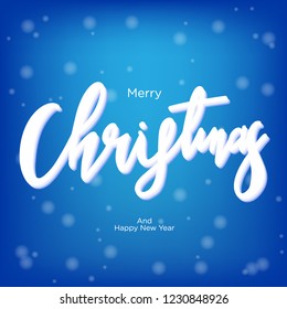 Merry Christmas vector text Calligraphy Lettering design on blue backgrounds ,Holiday's Background , EPS10 vector