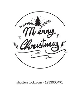 Merry Christmas vector text Calligraphy Lettering design on white background ,Handwritten modern brush lettering, EPS10 vector