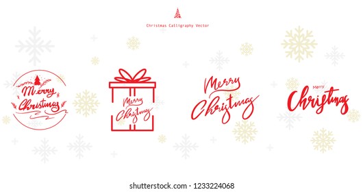 Merry Christmas vector text Calligraphy set ,Lettering design on white background ,Handwritten modern brush lettering, EPS10 vector