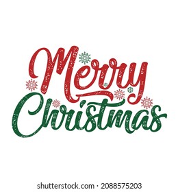 Merry Christmas Vector Text Calligraphy Lettering Design. Creative Typography for Holiday Gift Poster in Green and Red colors isolated on white background. Vector Illustration EPS 10.