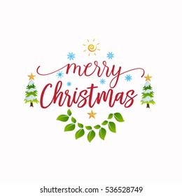 Merry Christmas vector text design.