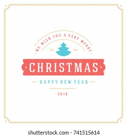 Merry Christmas vector text design greeting card template typography for holiday poster or postcard. Textured background and frame.