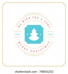 Merry Christmas vector text design greeting card template typography for holiday poster or postcard. Textured background and frame.