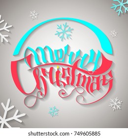 Merry Christmas vector text. Gothic lettering card template. Caligraphy text for Holiday Greeting Gift Poster. Gothic font style banner