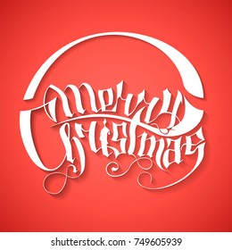 Merry Christmas vector text. Gothic lettering card template. Caligraphy text for Holiday Greeting Gift Poster. Gothic font style banner