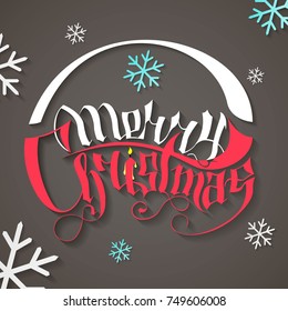 Merry Christmas vector text. Gothic lettering card template. Caligraphy text for Holiday Greeting Gift Poster. Gothic font style banner