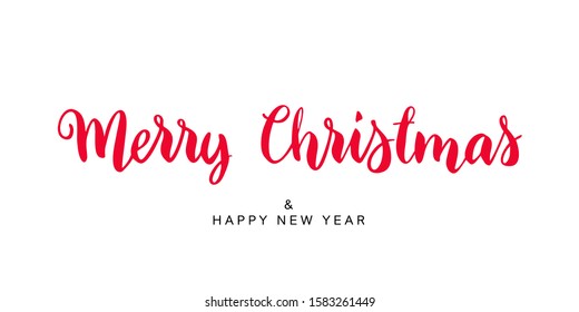 Merry Christmas vector text hand drawn lettering. 