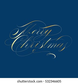 Merry Christmas vector text hand written calligraphic Lettering design card template. Creative typography for Holiday Greeting Gift Poster.