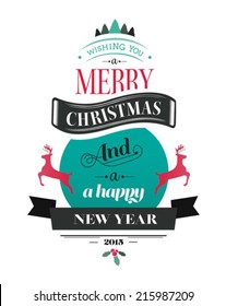 Merry christmas vector with text and icons on white background