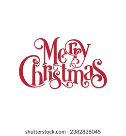 Merry Christmas vector text isolated on white background. Calligraphy lettering card design template. Creative typography for holiday greetings. Gift, Poster, Banner, Font style.