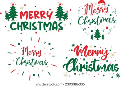 Merry Christmas vector text Lettering card design template. Creative typography for Holiday Greeting Gift Poster. Banner Font style calligraphy.