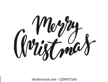Merry Christmas Vector Text on White Background. Calligraphy Christmas Card. 