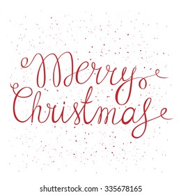 Merry Christmas. Vector typography poster with hand lettering calligraphic quote. Hand drawn Xmas holiday decorative element. Good choice for greeting cards, posters, web-design, decoration etc.