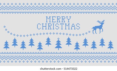 Merry Christmas Vector Wallpaper with Flying Deer