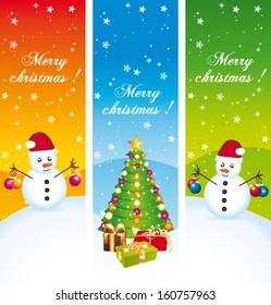 Merry christmas. Vertical banners. Vector set II.