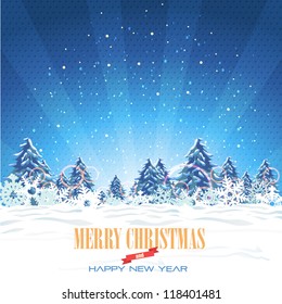 Merry Christmas Village Landscape Vector Design