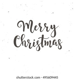 Merry Christmas vintage card with calligraphy. Handwritten lettering. Hand drawn design elements for greeting card, banner, poster. Vector illustration