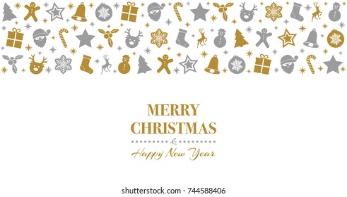 Merry Christmas - vintage christmas decoration with wishes. Vector.
