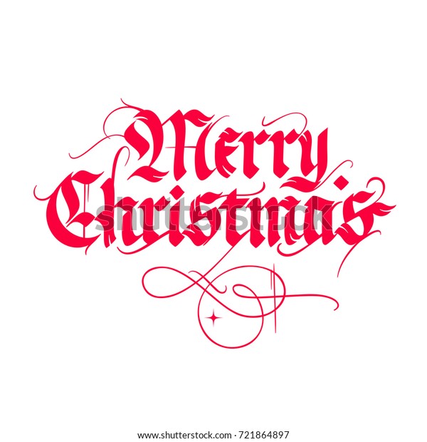 Merry Christmas Vintage Gothic Lettering Isolated のベクター画像素材 ロイヤリティフリー