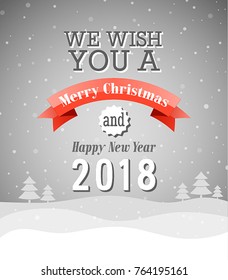 Merry Christmas vintage greeting card. Vector illustration.