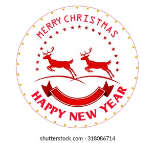 Merry Christmas with vintage labels vector illustration