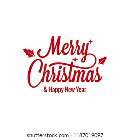 Merry Christmas vintage lettering with xmas sign on white background