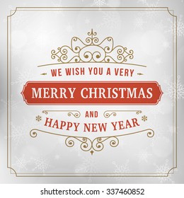 merry christmas vintage line art background. vector greeting card.