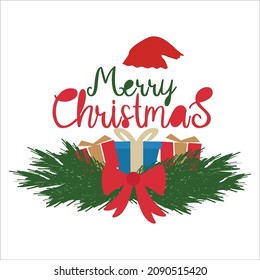 Merry christmas Vintage typography vector illustration for t-shirt design with slogan. Vector illustration design for fashion fabrics, textile graphics, prints.