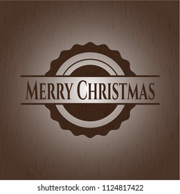 Merry Christmas vintage wood emblem