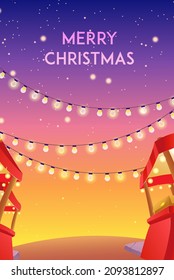 Merry christmas wallpaper design with lamp
