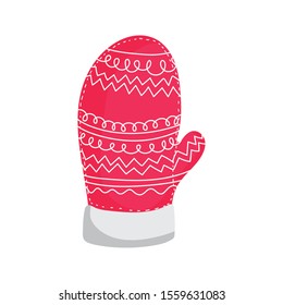 merry christmas warm knitted glove vector illustration