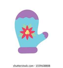 merry christmas warm knitted glove vector illustration